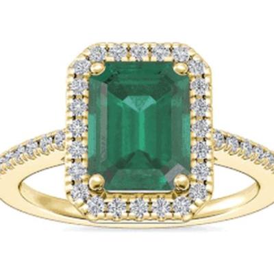 Cincin Pavé dengan Berlian dan Zamrud